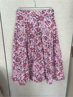 Ann Taylor NEW Floral Midi Skirt Gathered Yoke Size 6 Lavender Cloud Lined